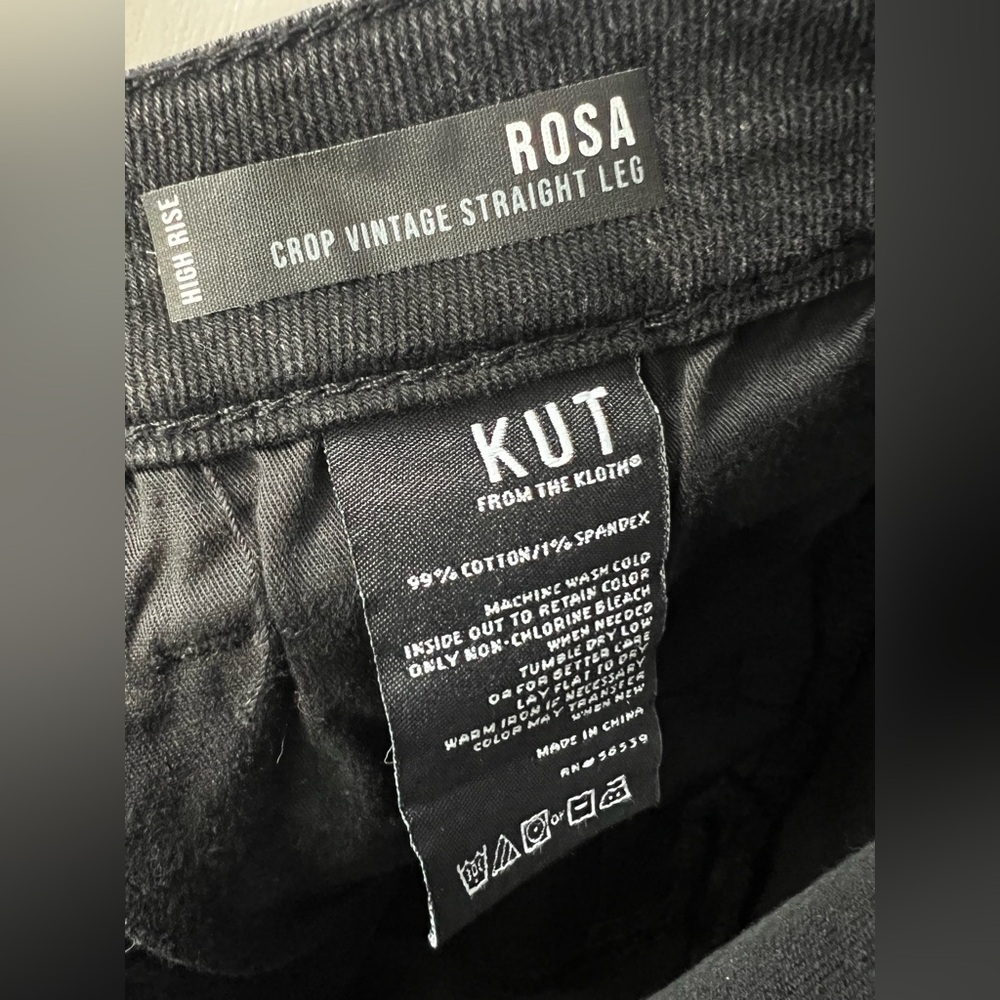 New! Kut from the Kloth Rosa Vintage Straight Leg Crop Denim Jeans Black Size 14 - Picture 9 of 9